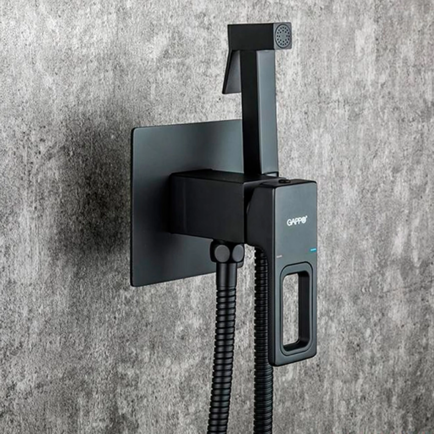 Cмеситель с гигиеническим душем Gappo G7217-6 встраиваемый, чёрный - фото 1