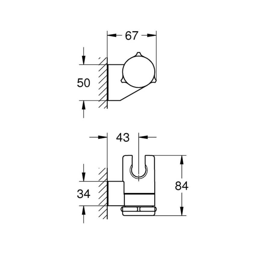 Держатель для душевой лейки Grohe Tempesta 27595001 хром - схема