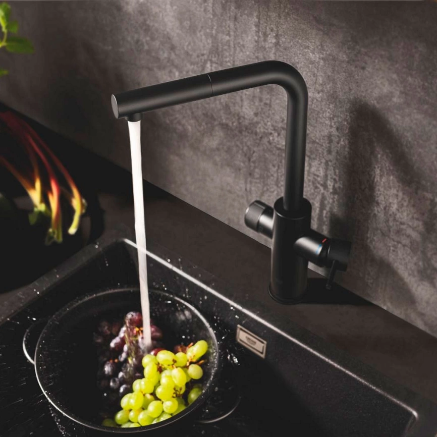 Смеситель для кухни Grohe Minta Blue Pure 30590KF0, черный с вытяжным изливом - фото 5