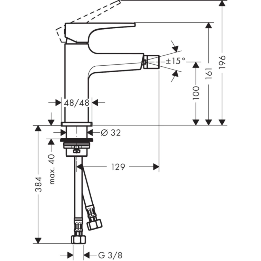 Смеситель для биде Hansgrohe Metropol 32520670, черный - схема