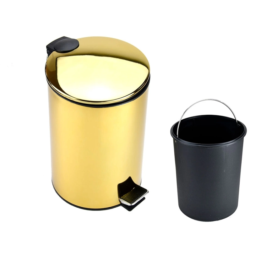 Мусорное ведро WBR077L07 с крышкой на 7 литров, золотистое - фото 1