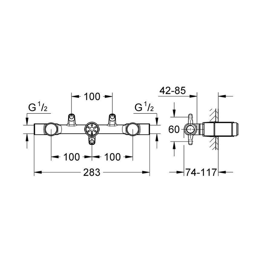 Встраиваемая часть смесителя для раковины Grohe 29025000 - схема