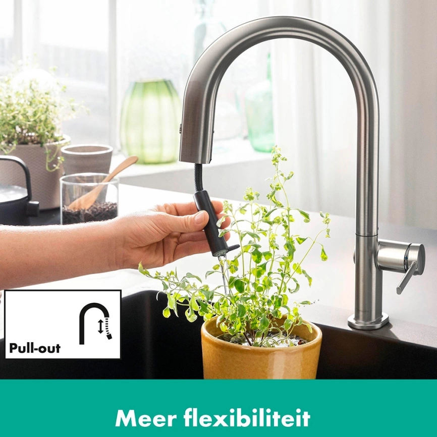 Смеситель для кухни Hansgrohe Aqittura M91 76826800 с вытяжным душем сталь - фото 4