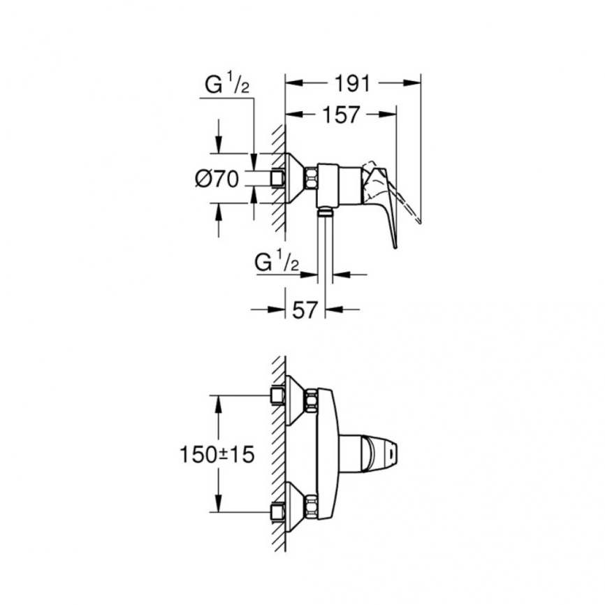 Смеситель для душа Grohe BauFlow 23755000 - схема
