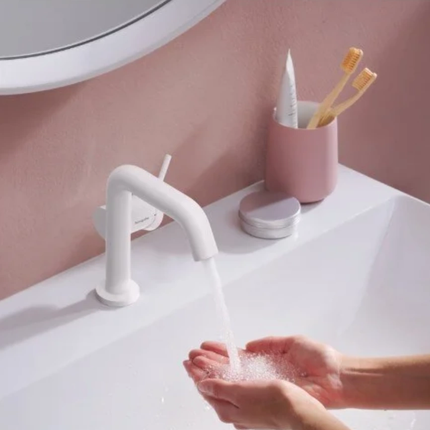 Смеситель для раковины Hansgrohe Tecturis S 73323700, белый - фото 3