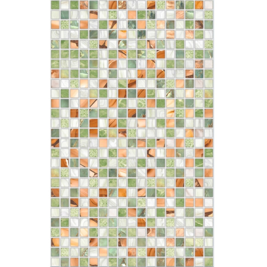 Керамическая плитка настенная 25x40 М-Квадрат Мозаика Нео зелёная тёмная 122823