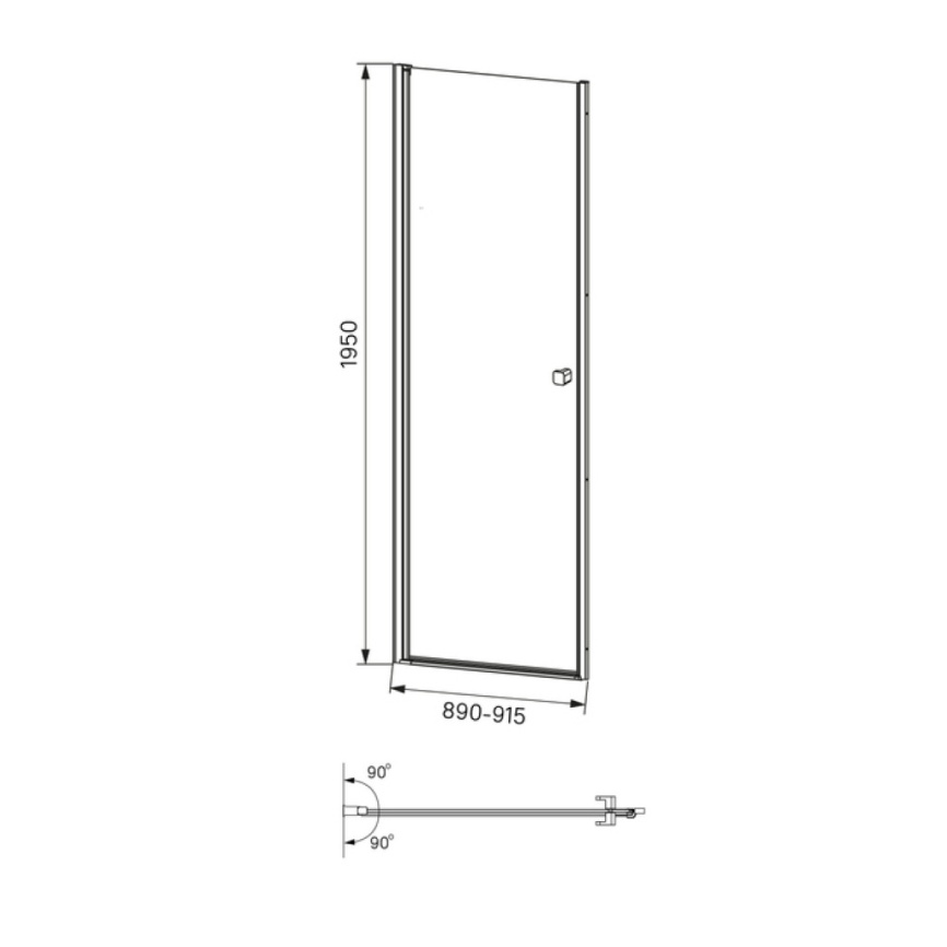 Душевая дверь распашная в нишу 900x1950 Iddis Ray RAY6CP9i69 - схема