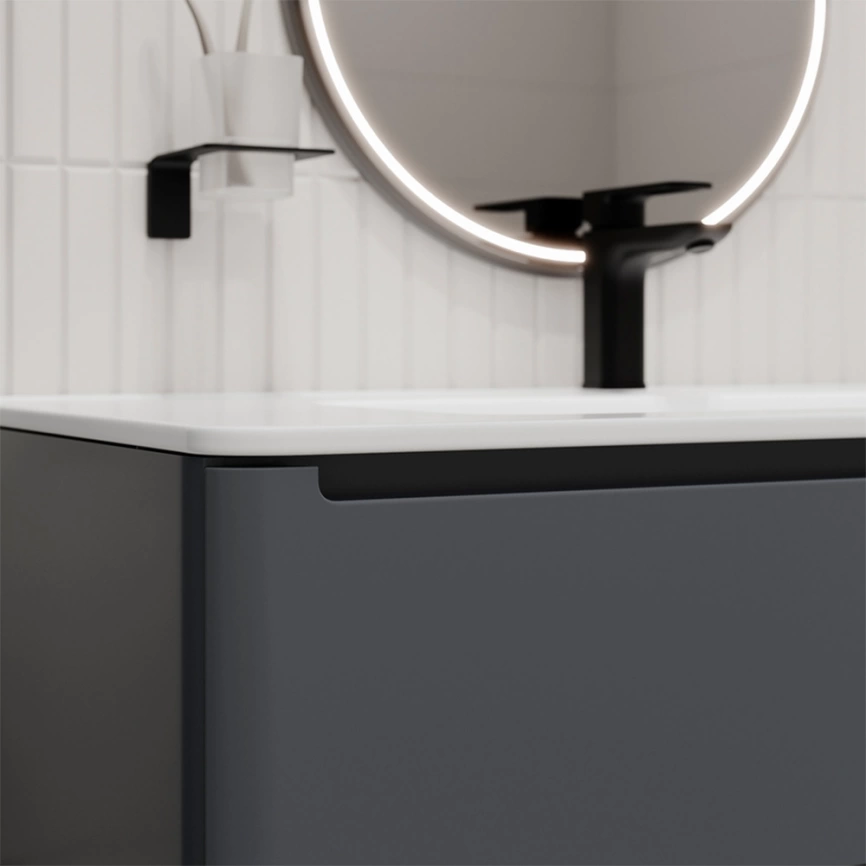 Тумба с раковиной подвесная Iddis Edifice 100 EDI10D0i95K серая темная - фото 8