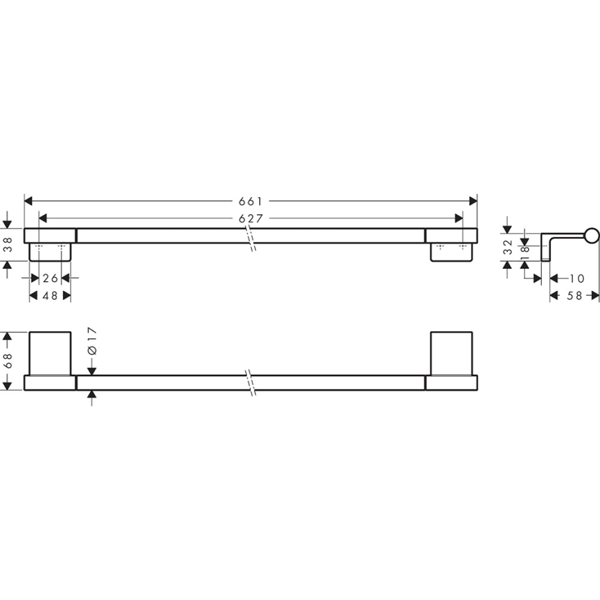 Полотенцедержатель Hansgrohe AddStoris S 41767340 графит - схема