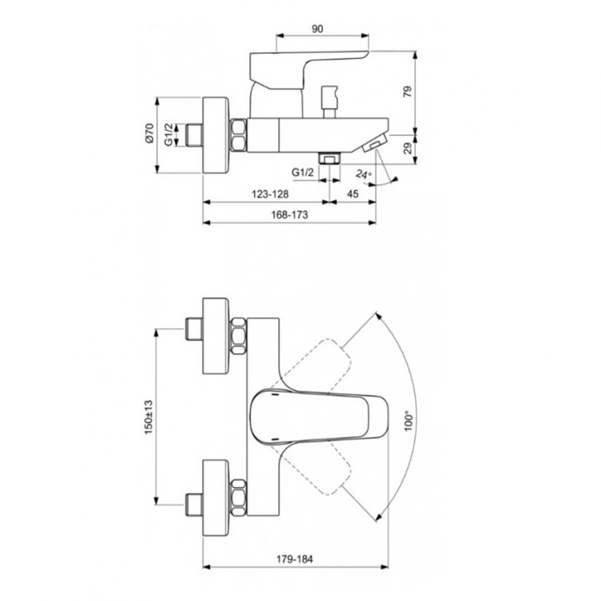 Набор смесителей для ванной 3 в 1 Ideal Standard Ceraplan III BD005AA - схема 2