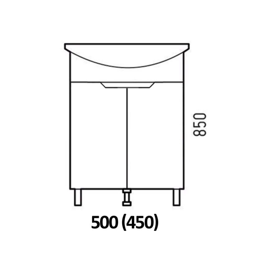 Тумба с раковиной напольная Cetus Грейп 50 белая - схема