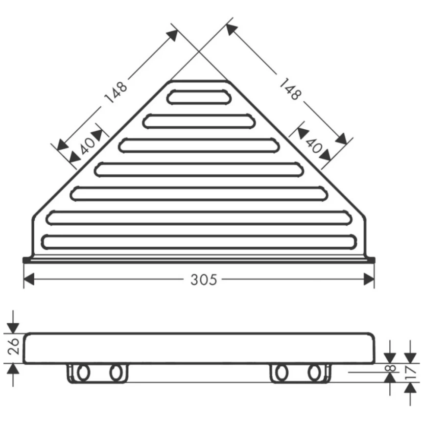 Полка угловая для ванной Hansgrohe AddStoris 41741670 угловая, черная - схема