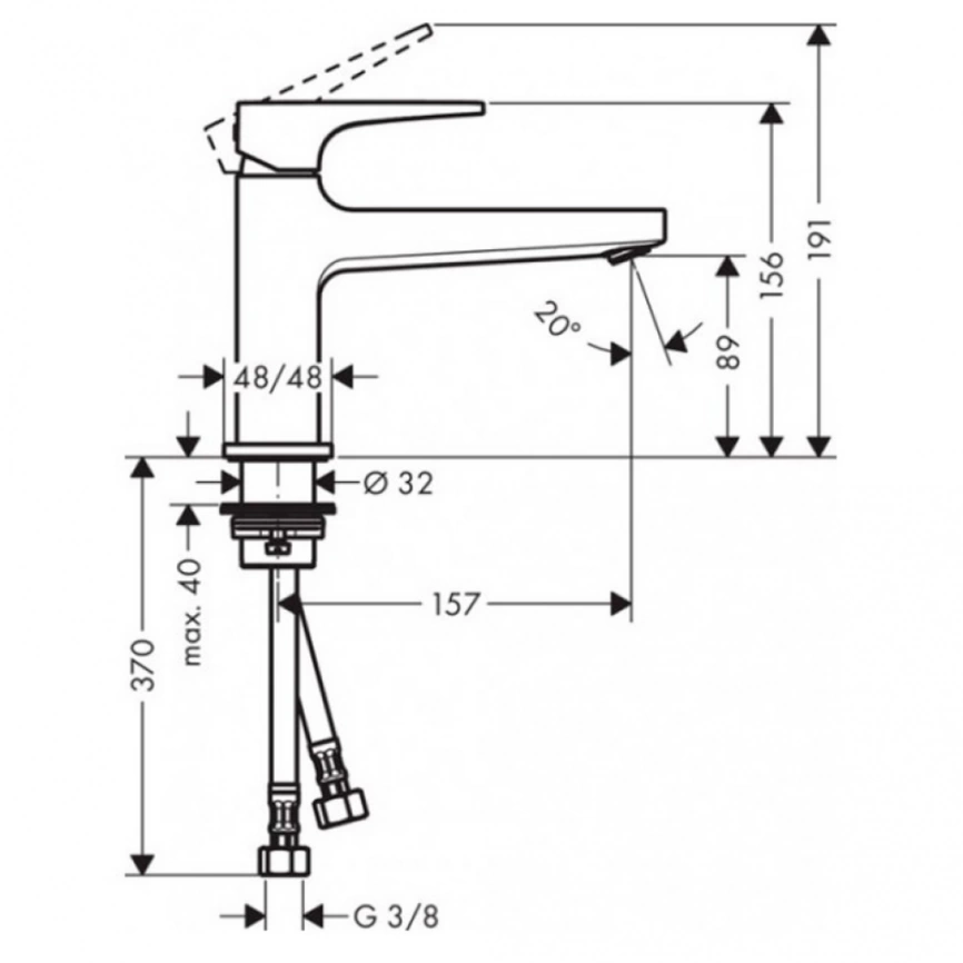 Смеситель для раковины с донным клапаном Hansgrohe Metropol 74502000 - схема