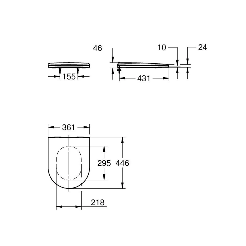Сиденье для унитаза Grohe Essence Ceramic 39577001 с микролифтом - схема