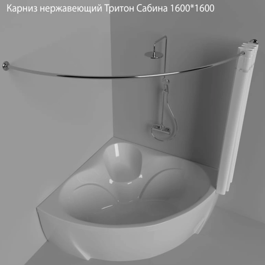 Карниз для штор в ванную Triton Сабина 160x160, хром - фото 1