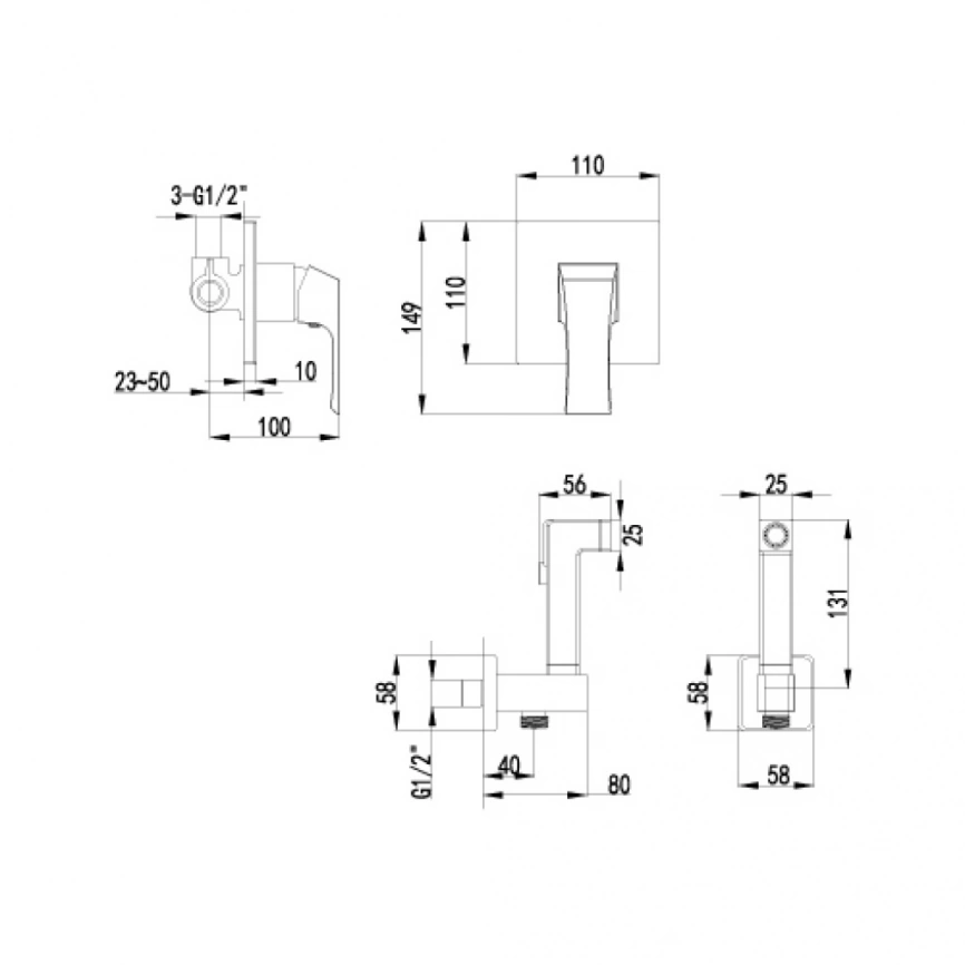 Смеситель с гигиеническим душем Lemark Unit LM4519C встраиваемый, хром -  схема