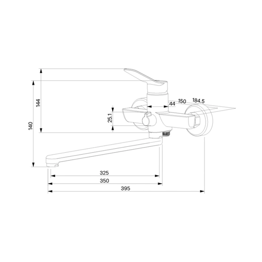 Смеситель для ванны Milardo Enjoy ENJSB00M10 с длинным изливом - схема