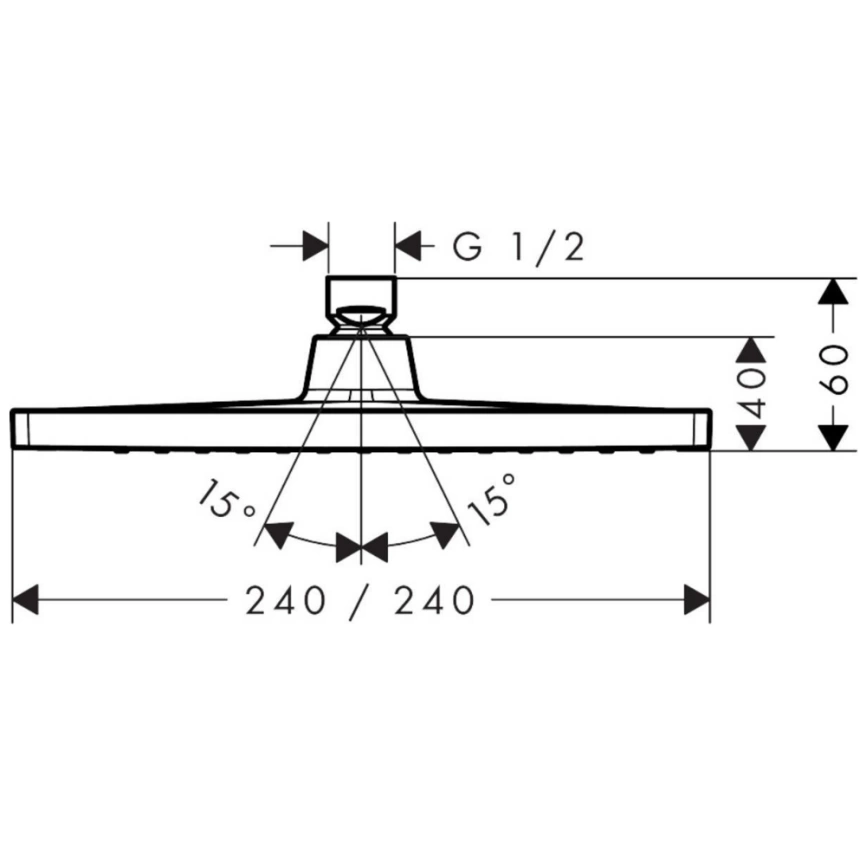 Лейка для верхнего душа Hansgrohe Crometta E 240 1jet 26726000 хром - схема