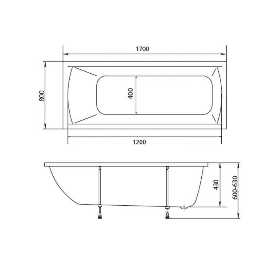 Ванна акриловая Marka One Modern 170x80 с ножками - схема