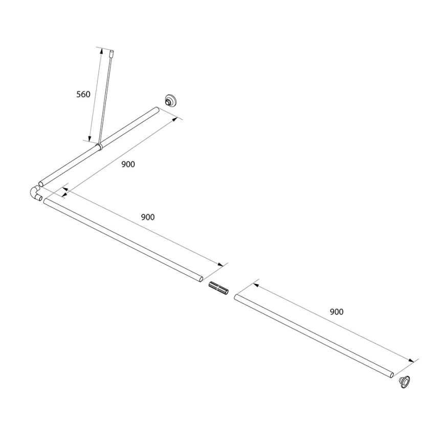 Карниз для штор в ванную Iddis Elegante 060A200i14 угловой черный - схема