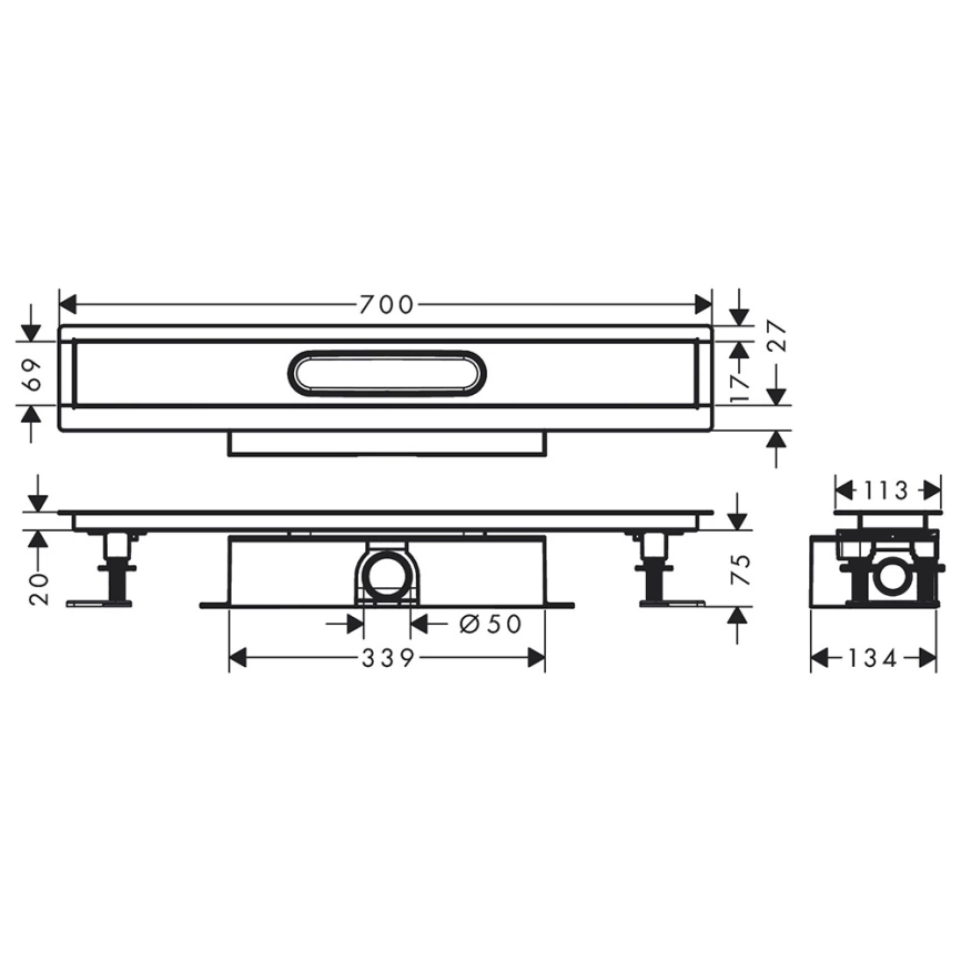 Сифон для душевого лотка Hansgrohe uBox Universal 56023180 - схема
