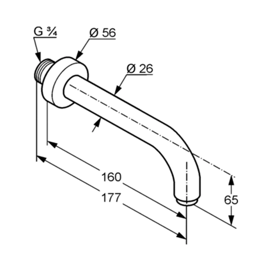 Излив для ванн настенный Kludi Bozz 3850505, хром - схема