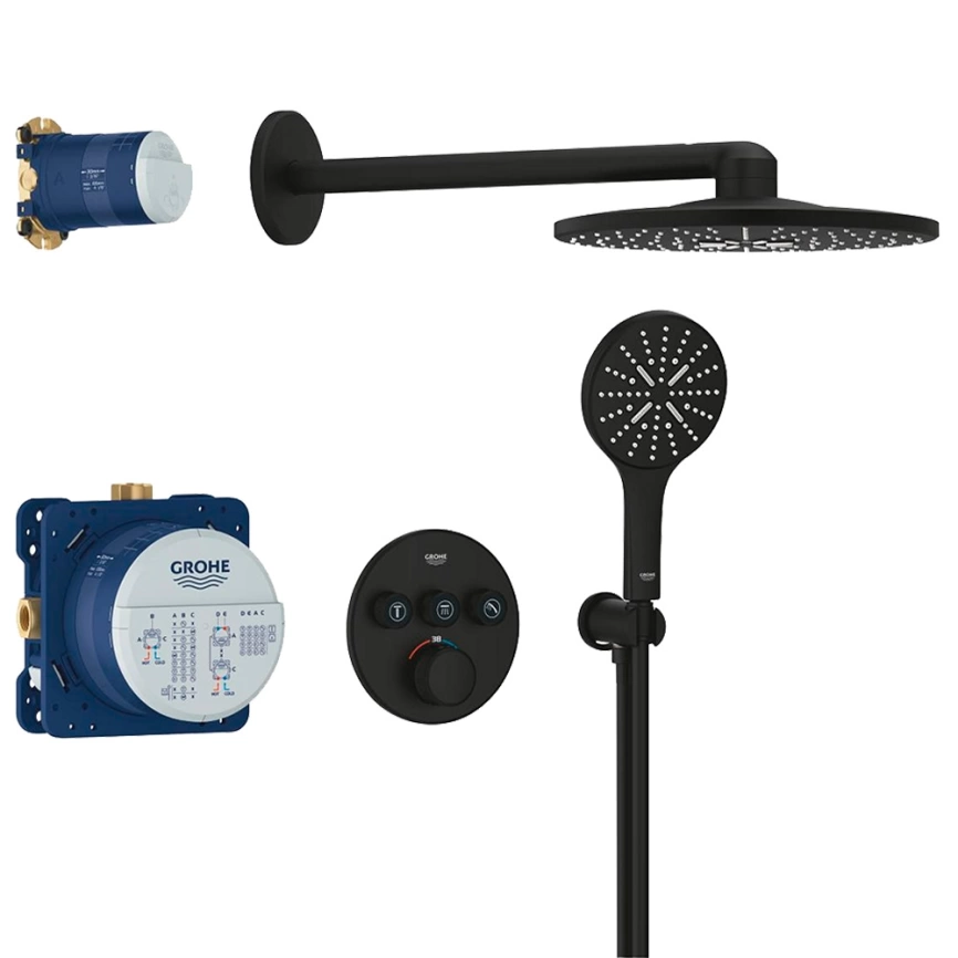 Душевой комплект Grohe Grohtherm SmartControl 34863KF0 черный с термостатом - фото 1