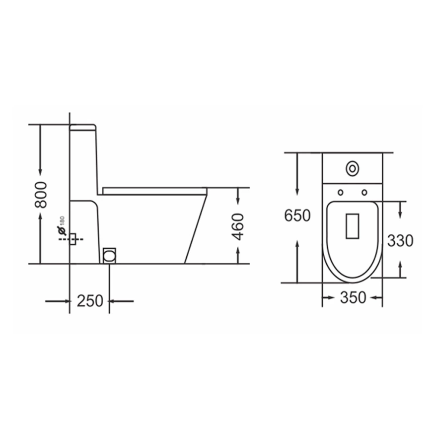 Унитаз напольный Santop ST-5967 монолитный с сиденьем - схема