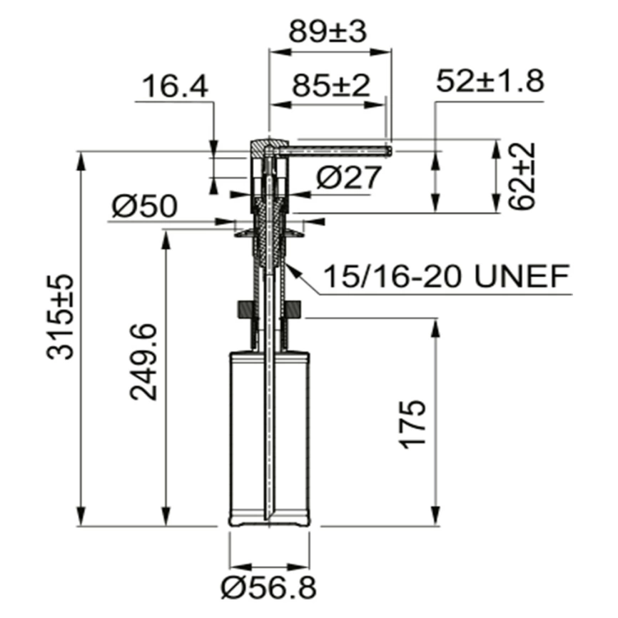 Дозатор для кухонной мойки Franke Comfort 119.0584.065, хром - схема