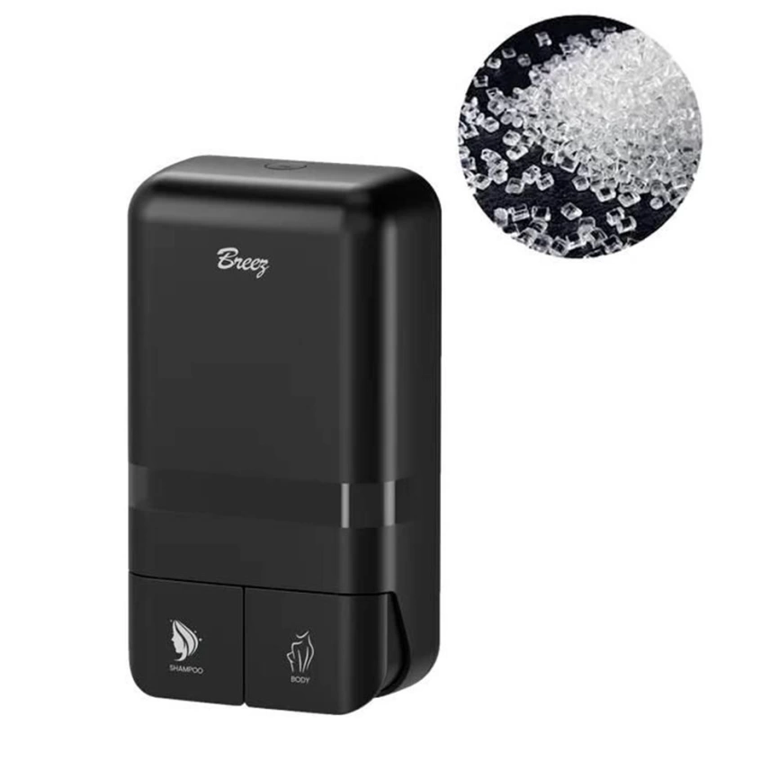 Диспенсер для жидкого мыла и шампуня Breez Elegance S-8186 двойной черный - фото 3