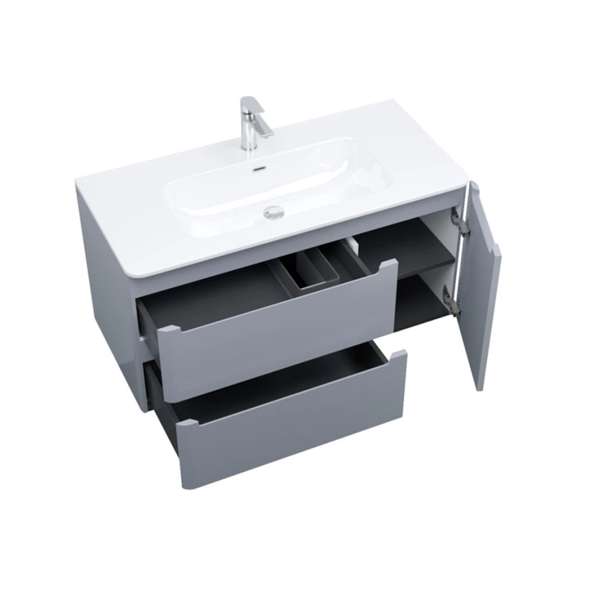 Тумба с раковиной подвесная Iddis Edifice 100 EDI10L0i95K серый светлый - фото 2