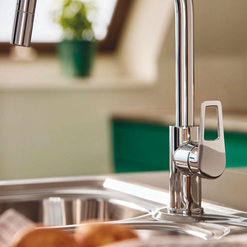 Смеситель для кухни Grohe BauLoop 30543000 с вытяжным изливом, хром - фото 5