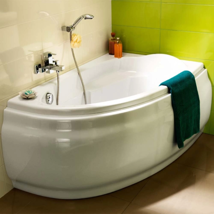 Ванна акриловая асимметричная Cersanit Joanna 160x95 с каркасом и панелью, левая - фото 4
