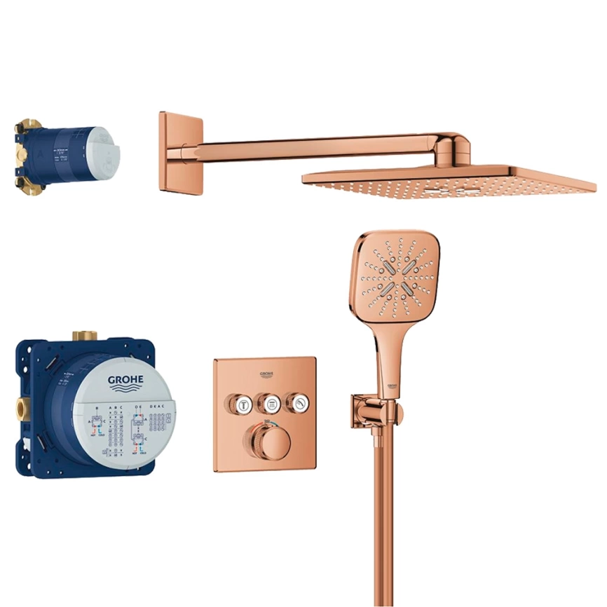Душевой комплект Grohe Grohtherm SmartControl 34864DA0 бронза с термостатом - фото 1
