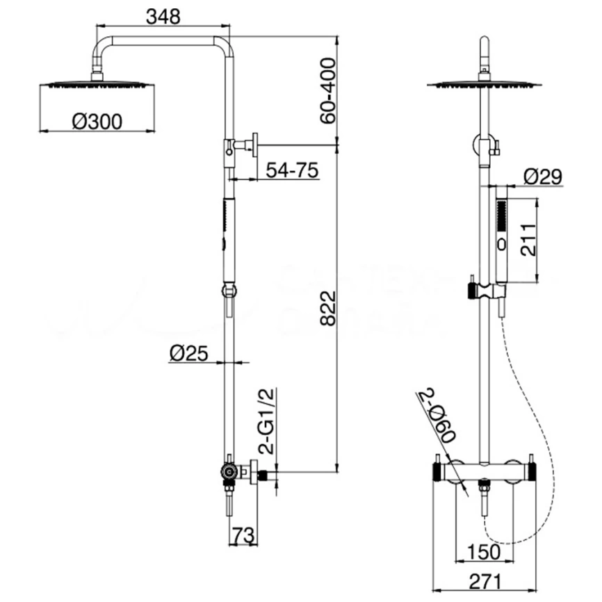 Душевая стойка Allen Brau Fantasy 5.11001-00 хром - схема