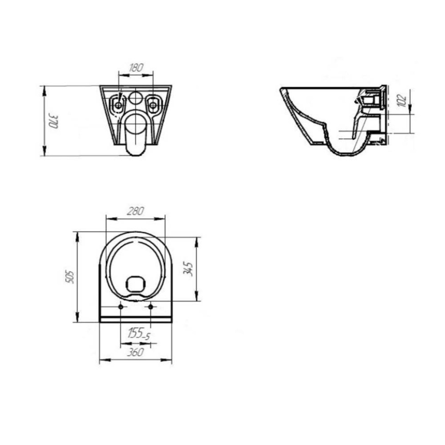 Унитаз подвесной Cersanit City Oval Clean On с сиденьем - схема