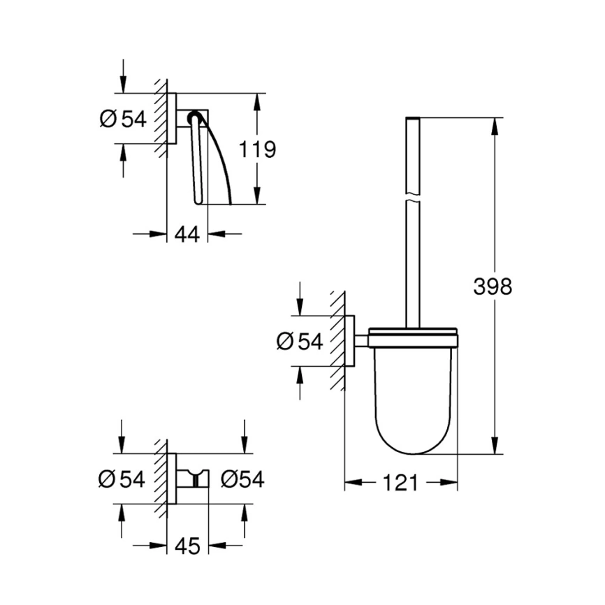 Набор аксессуаров Grohe Essentials 40407001 для туалета - схема