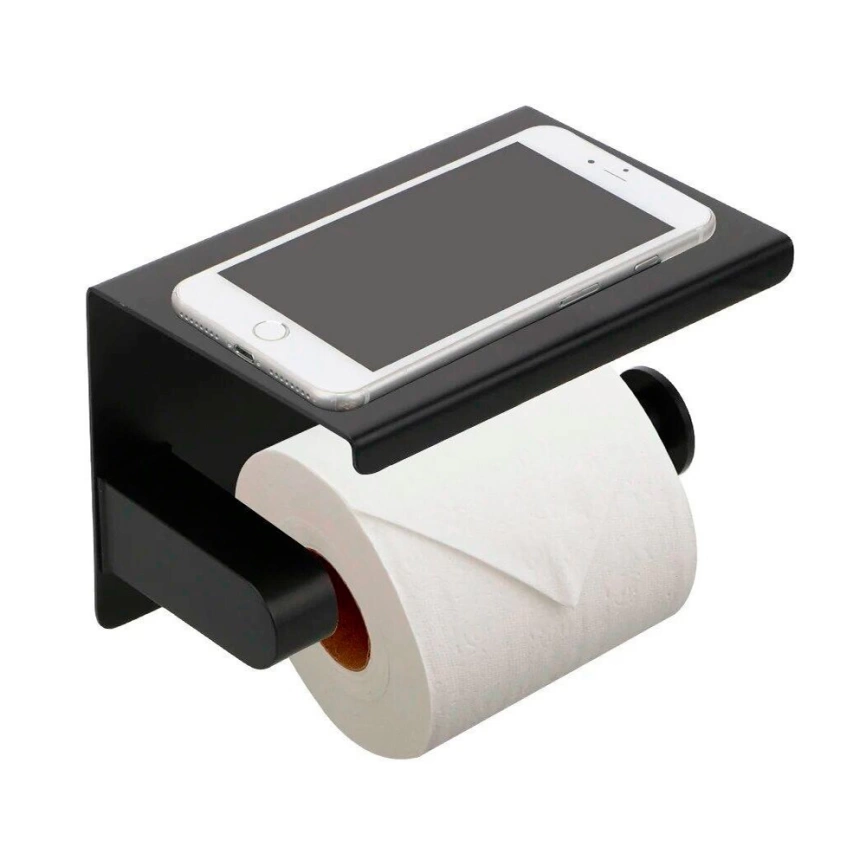 Бумагодержатель Hans H70.2803 с полочкой черный - фото 1