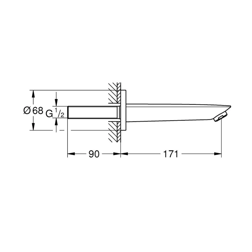 Излив для ванн настенный Grohe BauCosmopolitan 13255001 хром - схема