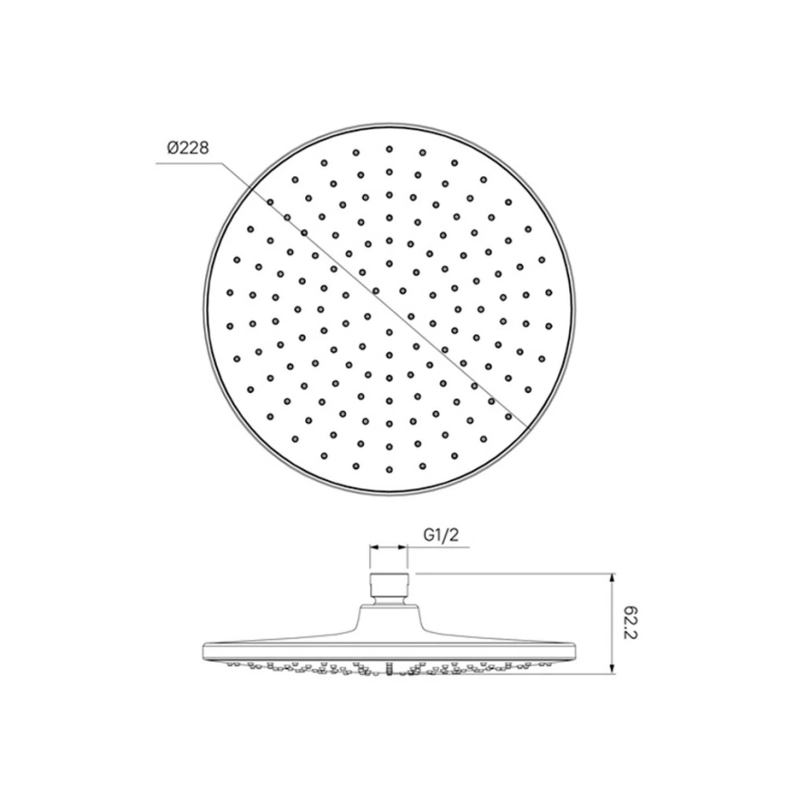 Лейка для верхнего душа Iddis Optima Home OPH22BRi64, чёрная - схема