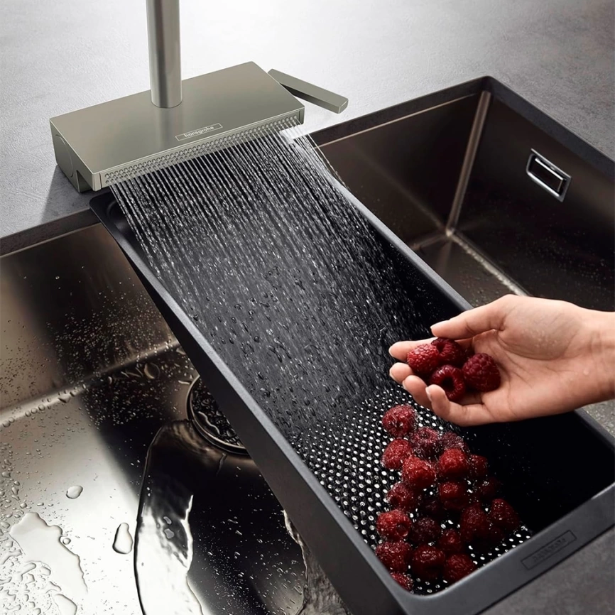 Смеситель для кухни Hansgrohe Aquno Select M81 73837800 с вытяжным душем сталь - фото 2