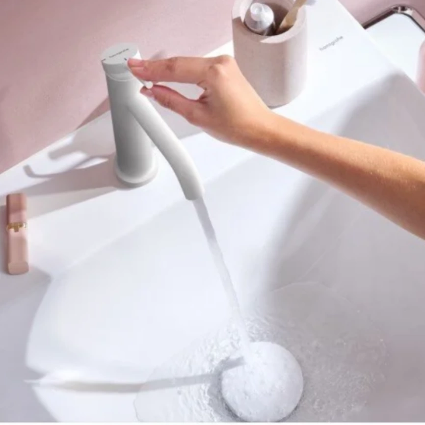 Смеситель для раковины Hansgrohe Tecturis S 73314700, белый - фото 2