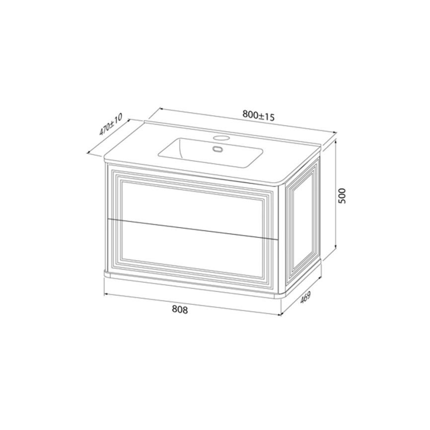 Тумба с раковиной подвесная Iddis Oxford Neo 80 OXN80W0i95K белая - схема