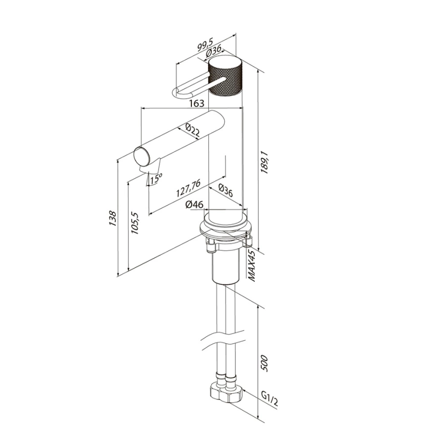 Смеситель для раковины Iddis Duna DUNMG00i01 золото - схема