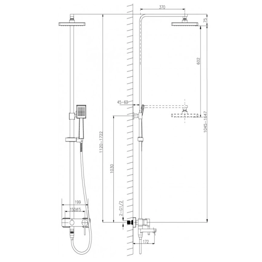 Душевая стойка Lemark Tropic LM7004C, хром - схема
