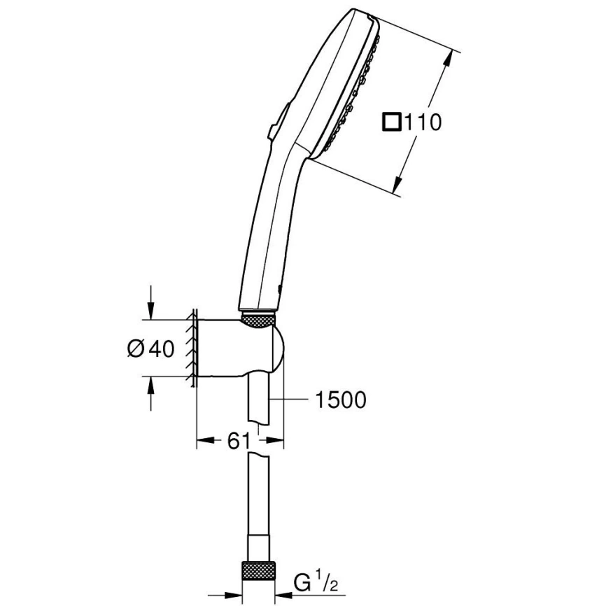 Душевой гарнитур Grohe Tempesta Cube 110 27588003 хром - схема