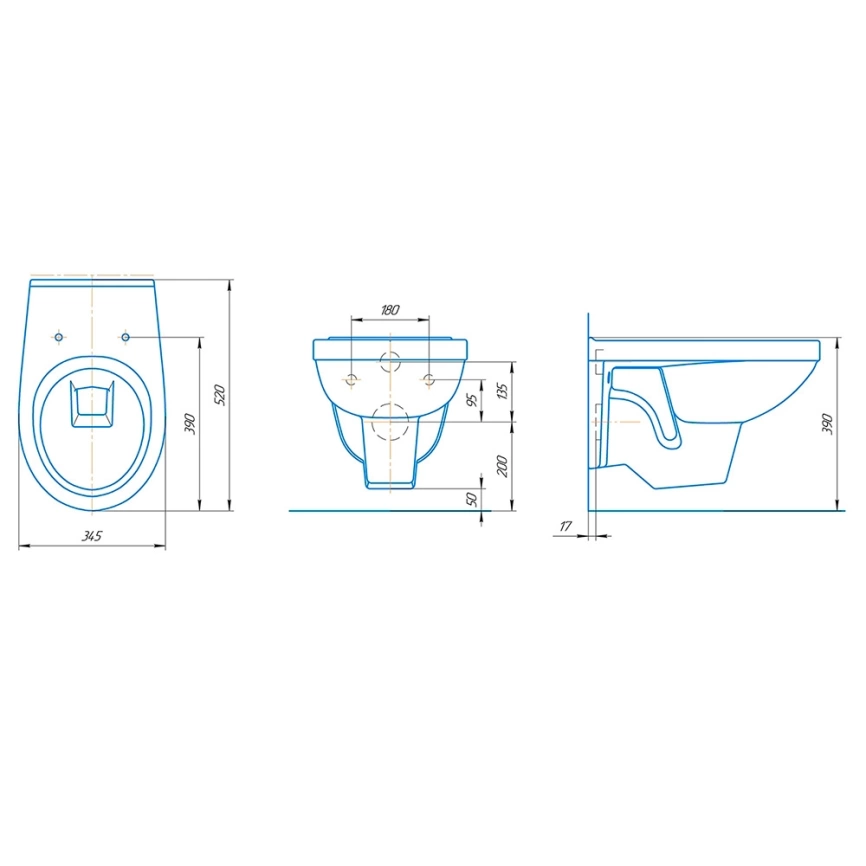 Комплект инсталляции Уклад с подвесным унитазом Rosa Рио и кнопкой хром - схема унитаза