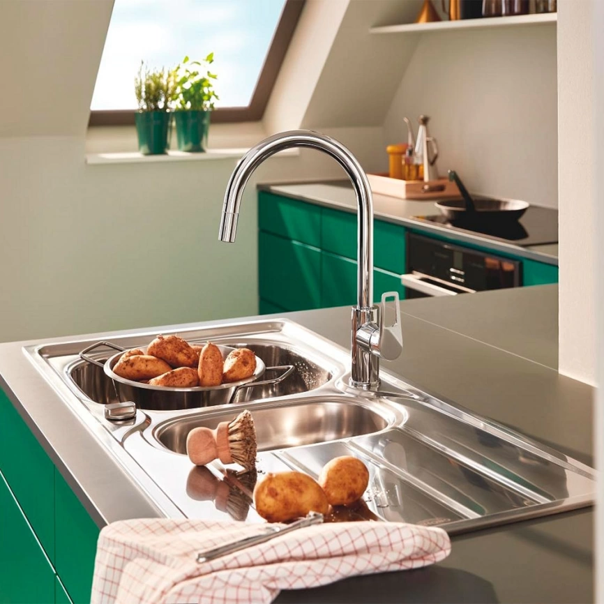 Смеситель для кухни Grohe BauLoop 30543000 с вытяжным изливом, хром - фото 4