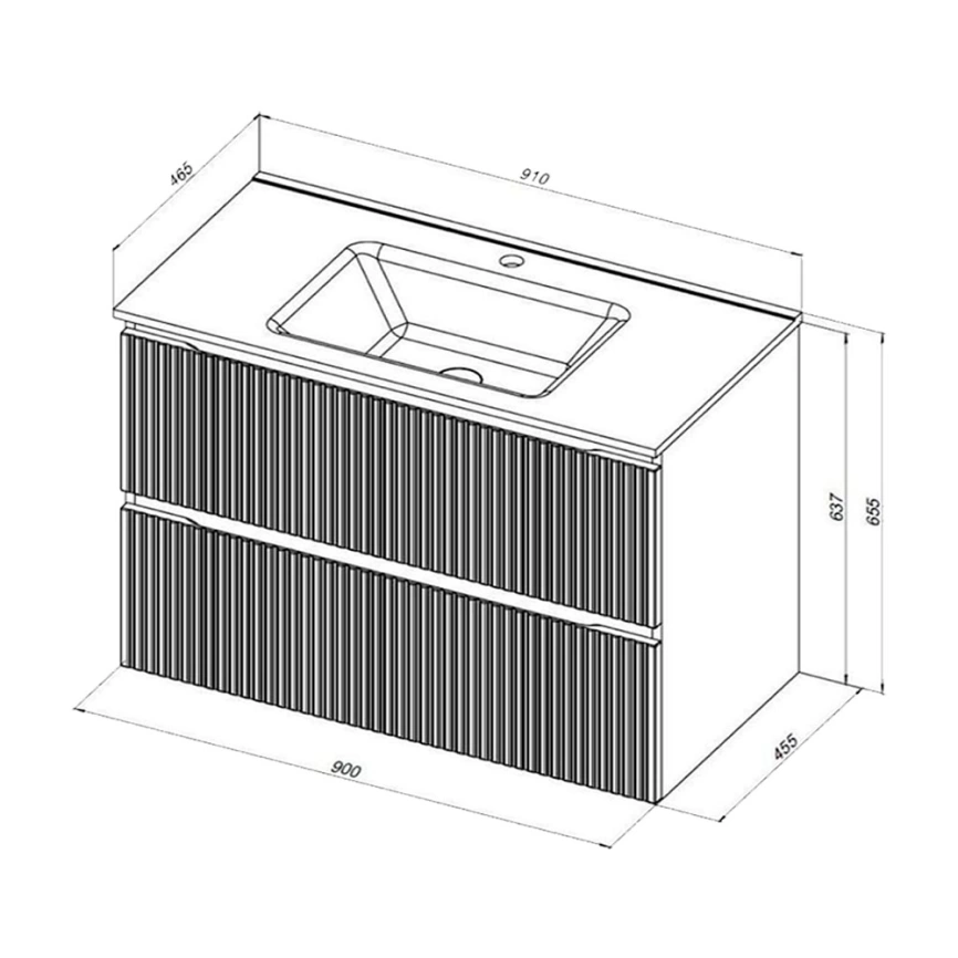Тумба с раковиной подвесная Aquanet Джейн 90 белая - схема тумбы
