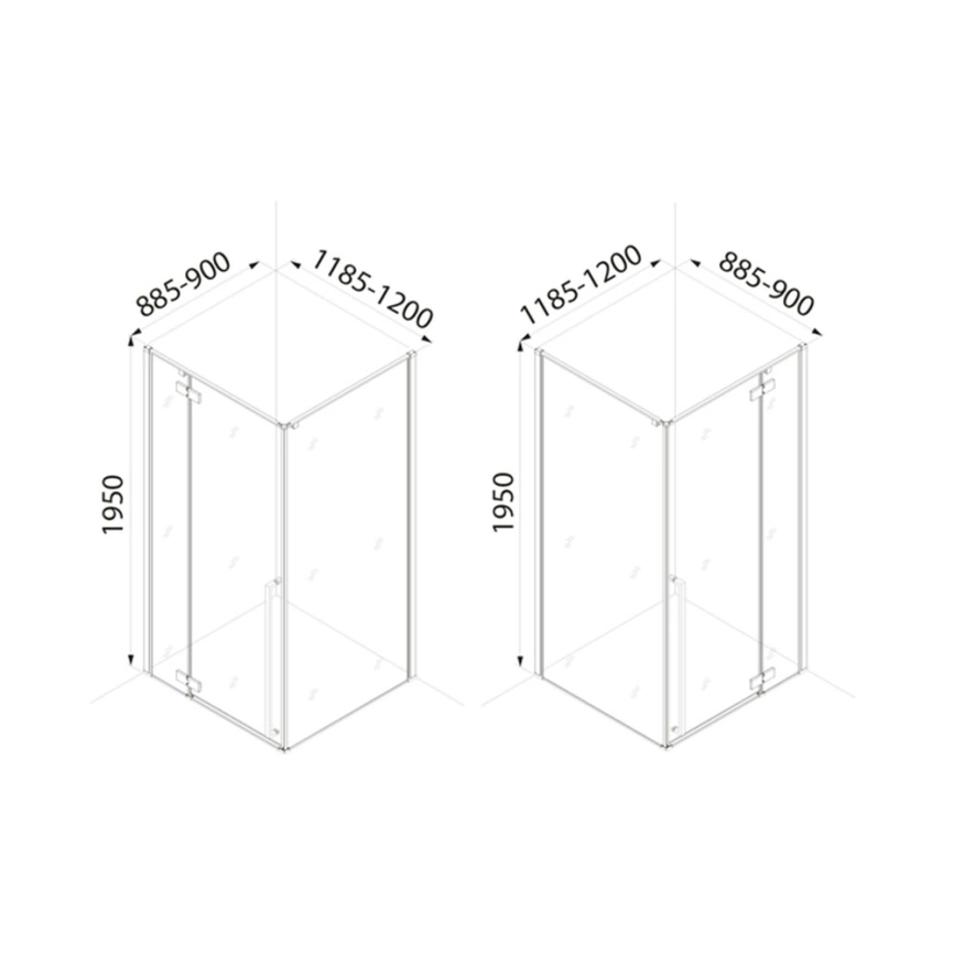 Душевой уголок 120x90 IDDIS Slide SLI6BS2i23, чёрный - схема